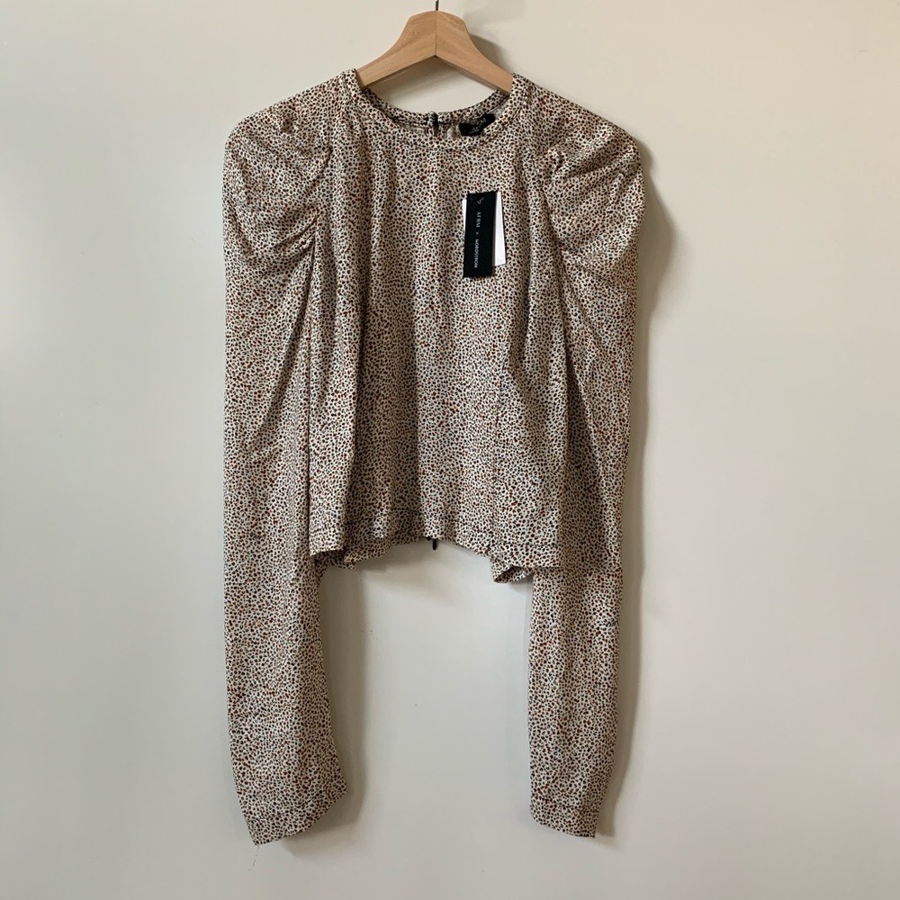 AFRM Printed Puff Sleeve Shirt Blouse Long Sleeve